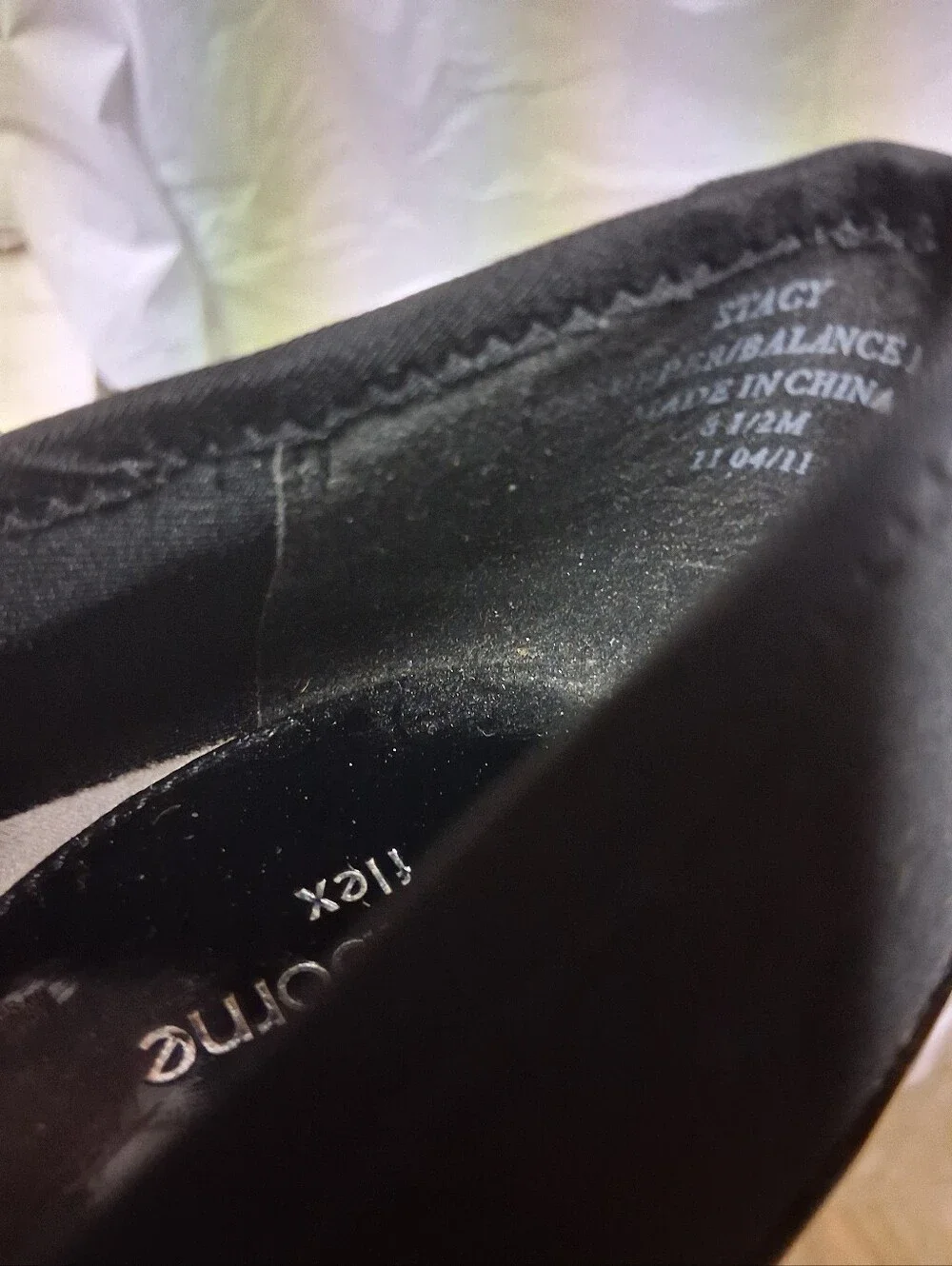 NWOT Liz Claiborne Flex Black Patent and Fabric Wedge Flats Sz 8.5